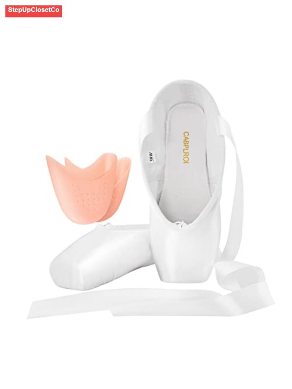 Women's Ballet Pointe Shoes with Bag and Toe Pads, Satin, Professional Dance